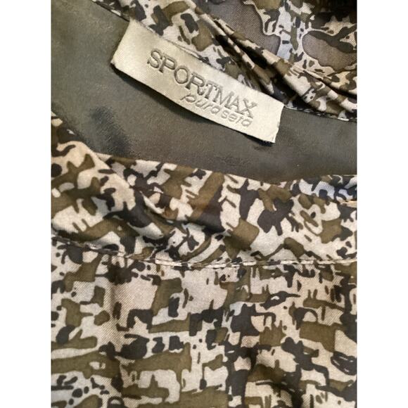 Sportmax Pura Seta Gray Purple Silk Tree Design Short Y2K Mini Dress Pockets S - Picture 7 of 8